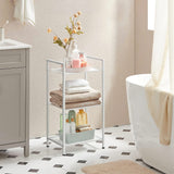 SONGMICS 3-Tier Storage Rack, Bathroom Shelf, Extendable Plant Stand with Adjustable Shelf, for Bathroom, Living Room, Balcony, Kitchen, White UBSC033W01, 11.8 x 15 x 28.4 Inches SONGMICS