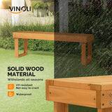 VINGLI 50'' Outdoor Wooden Bench, Weatherproof Outdoor Backless Bench, 2-Person Wood Patio Bench for Backyard, Poolside, Entryway VINGLI