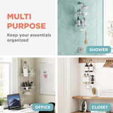 Zenna Home Rustproof Hanging Shower Caddy, Over the Shower Head Caddy with 2 Shelves and Built In Hooks, Aluminum Bathroom Hanging Organizer, Satin Chrome Zenna Home