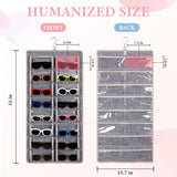 KGMCARE Dual Sided Sunglasses Storage organizer case, Eyeglasses Holder Wall Mounted with 32 Clear Slots & Metal Hook, Dust Proof Sunglasses Storage Case KGMCARE