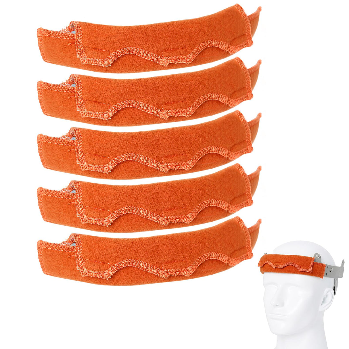 Aolamegs Safe Hard Hat Sweatband- 5PCS Sweat Bands Washable, Hard Hat Liner Replacement, Flame Retardant Cotton Hard Hat Accessories Sweat for Welding Helmet, Construction Hats, Chainsaw Helmet Aolamegs