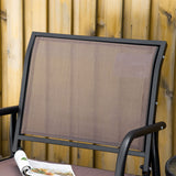 Outsunny Porch Glider, Metal Frame Swing Glider Chair with Breathable Mesh Fabric, Curved Armrests and Steel Frame for Garden, Poolside, Backyard, Balcony, Brown Outsunny