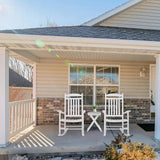 MAMIZO Soild Wood Outdoor Rocking Chair with High Back, Porch Rocking Chairs Oversized Easy to Assemble for Porch Garden, Lawn, Balcony, Backyard, Wooden Rocking Chair Outdoor and Indoor (White) MAMIZO