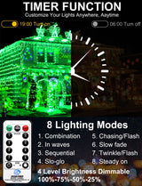 JXLEDAYY 1000 LED Christmas Lights, 403 FT Christmas Lights Outdoor Waterproof 8 Modes Timer LED String Lights for Xmas Tree Wedding Holiday Party Thanksgiving Decoration-Green JXLEDAYY