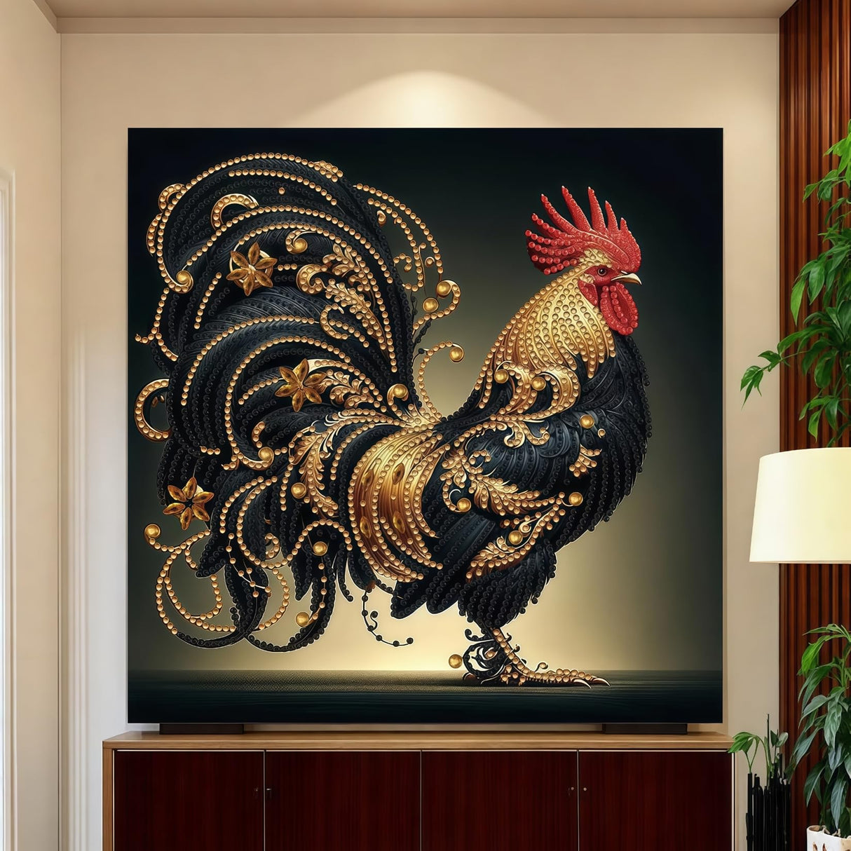 BYGFHLYW 5D Diamond Painting Kits for Adults, Rooster Diamond Art Kits for Adults Beginner, Special Shaped Crystal Art Diamond Dot Gem Painting for Home Wall Decor 13.7x13.7inch BYGFHLYW