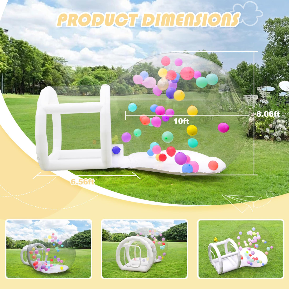 Inflatable Bubble Balloon House, 10ft Bubble House Dome Inflatable for Kids with Pump and UL Blower, Bubble Tent for Toddlers Party Balloons Clear for Home Party, Event Exhibition, Malls, Parks easyjump