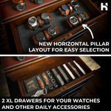 Holme & Hadfield Premium 17-Slot Wooden Watch Display Case – Extra Large Handcrafted Men’s Watch Box with Two Drawers – Father’s Day Gift for Crazy Collectors – Luxury Built to Last Holme & Hadfield