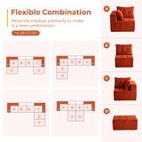 MAXYOYO Modular Sectional Sofa Couch, U Shaped Modern Cloud Couch with 2 Ottomans, Sofa in A Box, Tufted 6-Seat Boneless Sleeper Chair for Living Room, No Assembly Required, Orange MAXYOYO