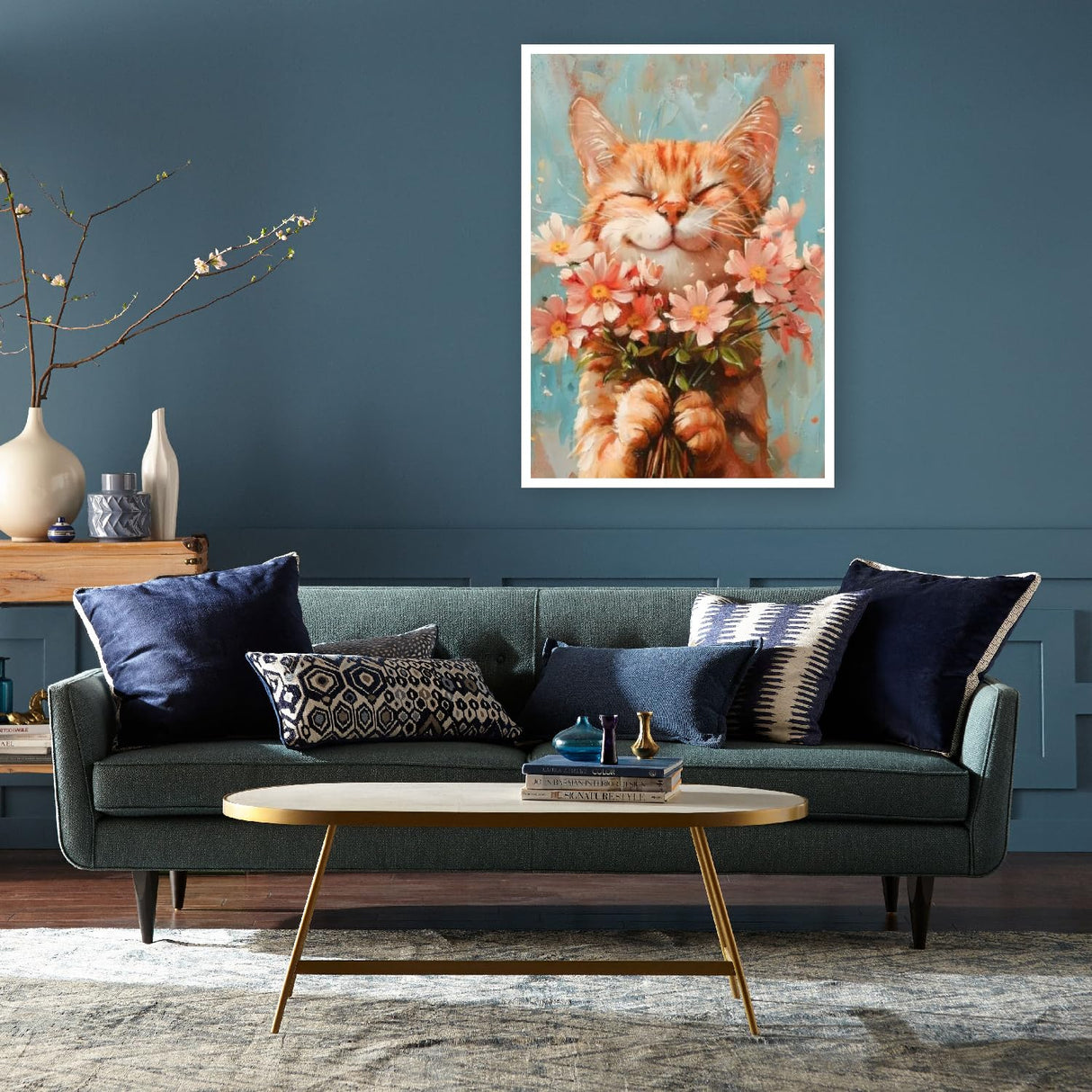 DIY Cat and Flower Paint by Numbers Kits for Adults, Painting by Numbers for Adult & Beginner on Canvas, Animal Oil Painting Kits Perfect for Home Decoration 16x20 Inch Clendo