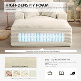 67 Inch Chaise Lounge Chair Indoor, Oversized Corduroy Upholstered Boneless Sofa Bed, Deep Seat Sleeper Couch Reading Chairs, Cloud Sofas Couches for Living Room, No Assembly Required (Beige) HANXIN