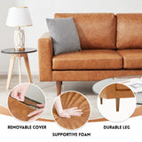 Kingfun 65" Loveseat Sofa, Love Seat, Faux Leather Sofa, Mid Century Modern Couch with Solid Wood Frame for Living Room & Bedroom, Brown Kingfun