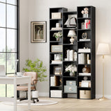 FOTOSOK Triple Wide 71" Tall Black Media Storage Tower with Adjustable Shelves FOTOSOK
