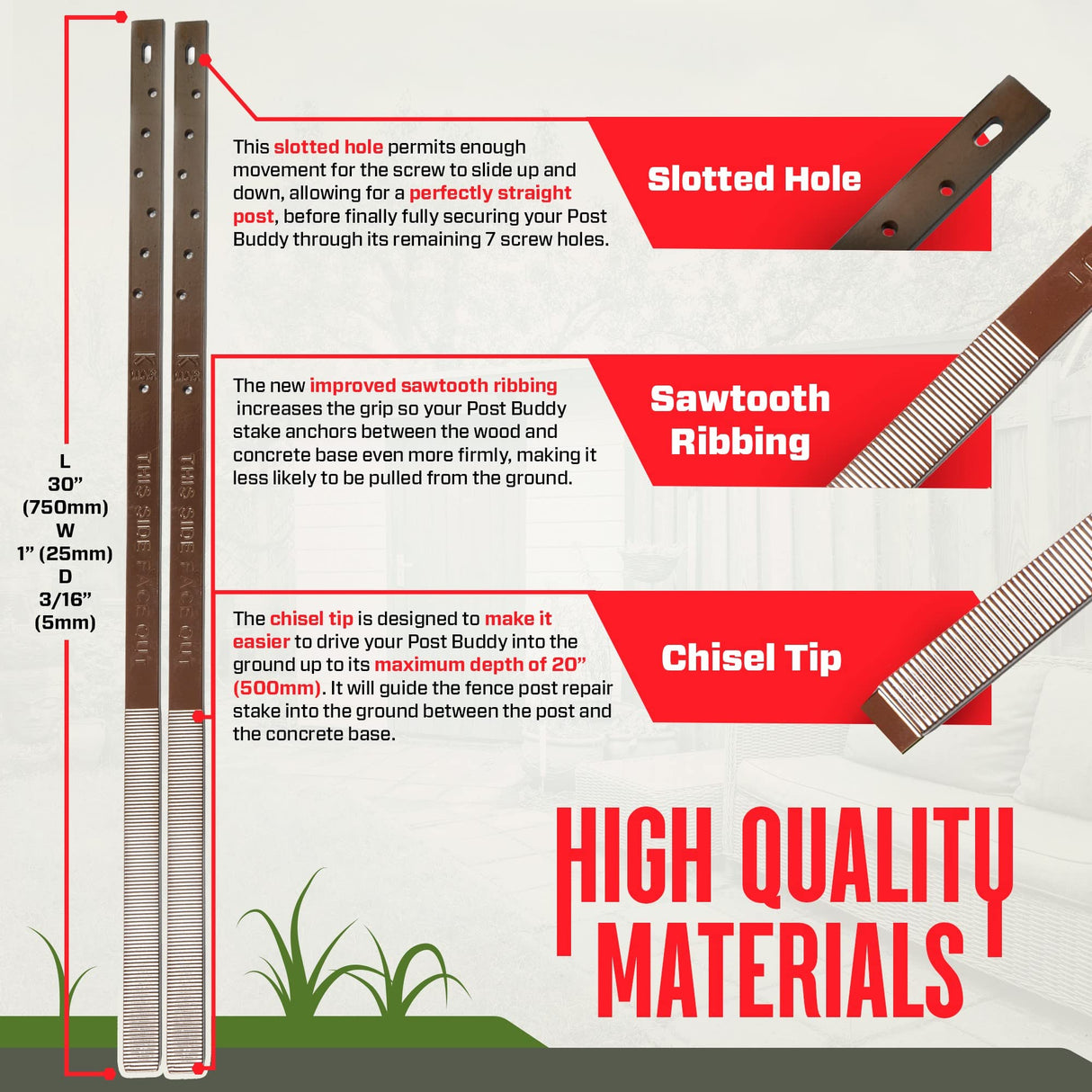 Post Buddy Pack of 4 Easy Fence Post Repair (to fix 2 Broken Wood Posts), Fast and Easy to Install, Highly Effective, Long-Lasting Post Buddy