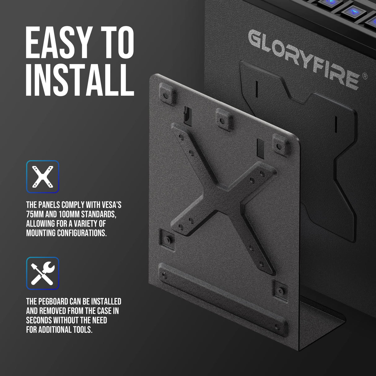 GLORYFIRE Gun Safe Biometric Pistol Safe, Mounted Nightstand Quick Access Handgun Safe and Gun Lock Box for Car, Truck, Desk, Bedside, Wall with Security Fingerprint, Key Access, PIN Code GLORYFIRE