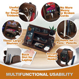 TESLYAR Wood Phone Docking Station for Men - Desktop or Nightstand Organizer - Birthday gifts for Men or Dad - Anniversary Idea from Wife - Key Holders, for Wallet, Watch & Essentials (Chestnut Brown) TESLYAR
