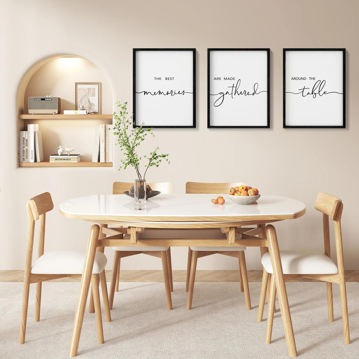 Houmury Set of 3 Framed Farmhouse Memories Around Table Sign Wall Decor for Living Room Wall Art Wood Signs (Black, 16"x24") Houmury