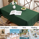 MIULEE Hunter Green Thick Polyester Linen Rectangle Tablecloth Decorative Cutouts Waterproof Stain and Wrinkle Resistant Table Cloth Christmas Holiday Table Cover for Dining Kitchen, 52 x 70 inch MIULEE