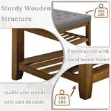 Befurtori Upholstered Coffee Table Tufted Linen Large Square Ottoman with Beech Wood Shelf and Frame, Oversized Footrest Ottoman for Living Room, Granite Befurtori