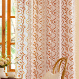 TIVNICO Boho Farmhouse Curtains for Living Room 2 Panels,Linen Floral Fall Curtains 84 Inches Long,Privacy Country Vine Pattern Bedroom Curtain,Let Light in Window Drapes Beige Color TIVNICO