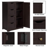 Yaheetech Espresso Wooden Bathroom Storage Cabinet with 4 Drawers and Cupboard Yaheetech