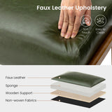 Glitzhome Foot Stool Ottoman, Modern Leatherette Sofa Stool Vanity Chair with Rubber Wood Frame, Footrest Ottoman Bench for Living Room, Entryway, Hunter Green Glitzhome