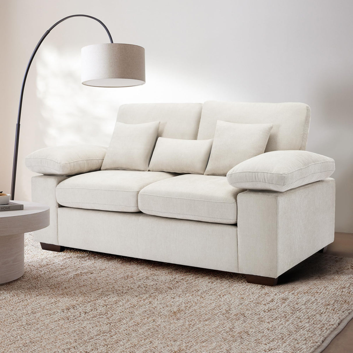 COLAMY Loveseat Couch Sofa,73" Upholstered Living Room Sofa with Pillows Modern Comfy Removable Back Seat Cushions Bedroom Couch, Beige COLAMY