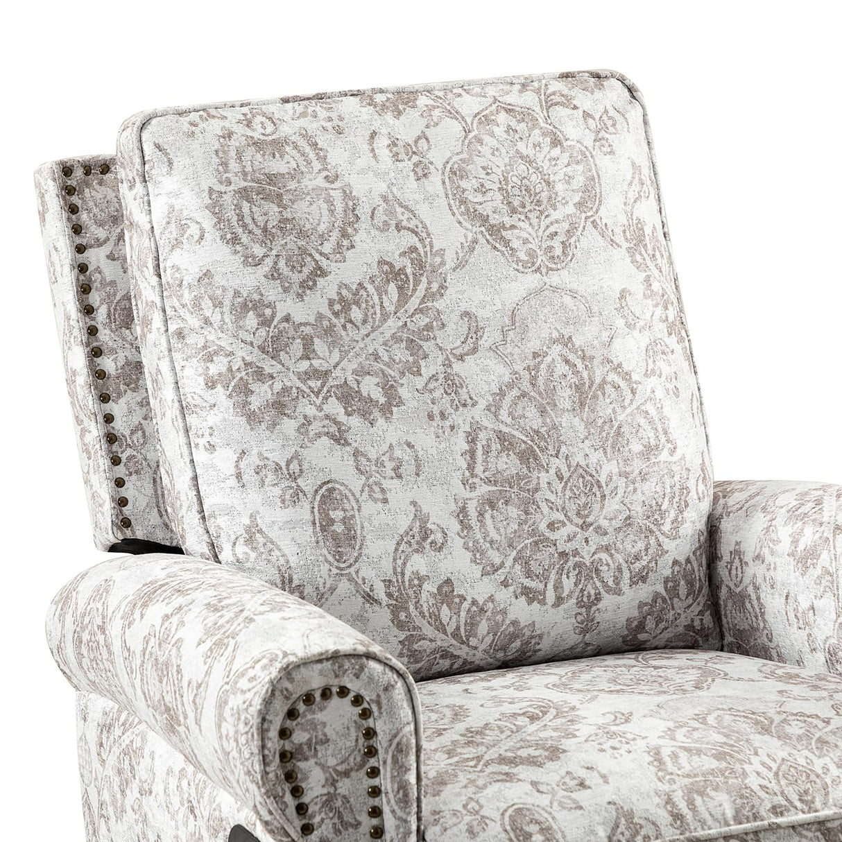 HULALA Home Modern Rocker Recliner, Printed Fabric Swivel Glider with Adjustable Backrest & Footrest, Beige HULALA HOME