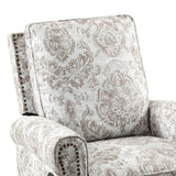 HULALA Home Modern Rocker Recliner, Printed Fabric Swivel Glider with Adjustable Backrest & Footrest, Beige HULALA HOME