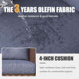 LayinSun 10 Pieces Patio Furniture Set with Swivel Chairs, Rattan Wicker Rocking Glide Chairs with 44" Propane Gas Fire Pit Table Conversation Set LayinSun