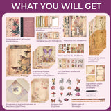 Funto Scrapbooking Kit (202 PCS), Vintage Collection-Rose Angel, Perfect for Bullet Scrapbooking Materials, Planner DIY Arts Craft Collage Funto