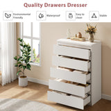 Jocoevol Modern White 5 Drawer Dresser for Bedroom, 15" D x 23.7" W x 40.4" H in Simply Chest of Drawers, Wood Storage Dresser with Deep Drawers for Living Room Hallway Entryway, White Jocoevol