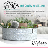 OUTSHINE Galvanized Metal Tray for Storage and Farmhouse Decor | Decorative Tray for Coffee Table, Kitchen, Bathroom, Pantry, Wedding, Christmas, Easter OUTSHINE