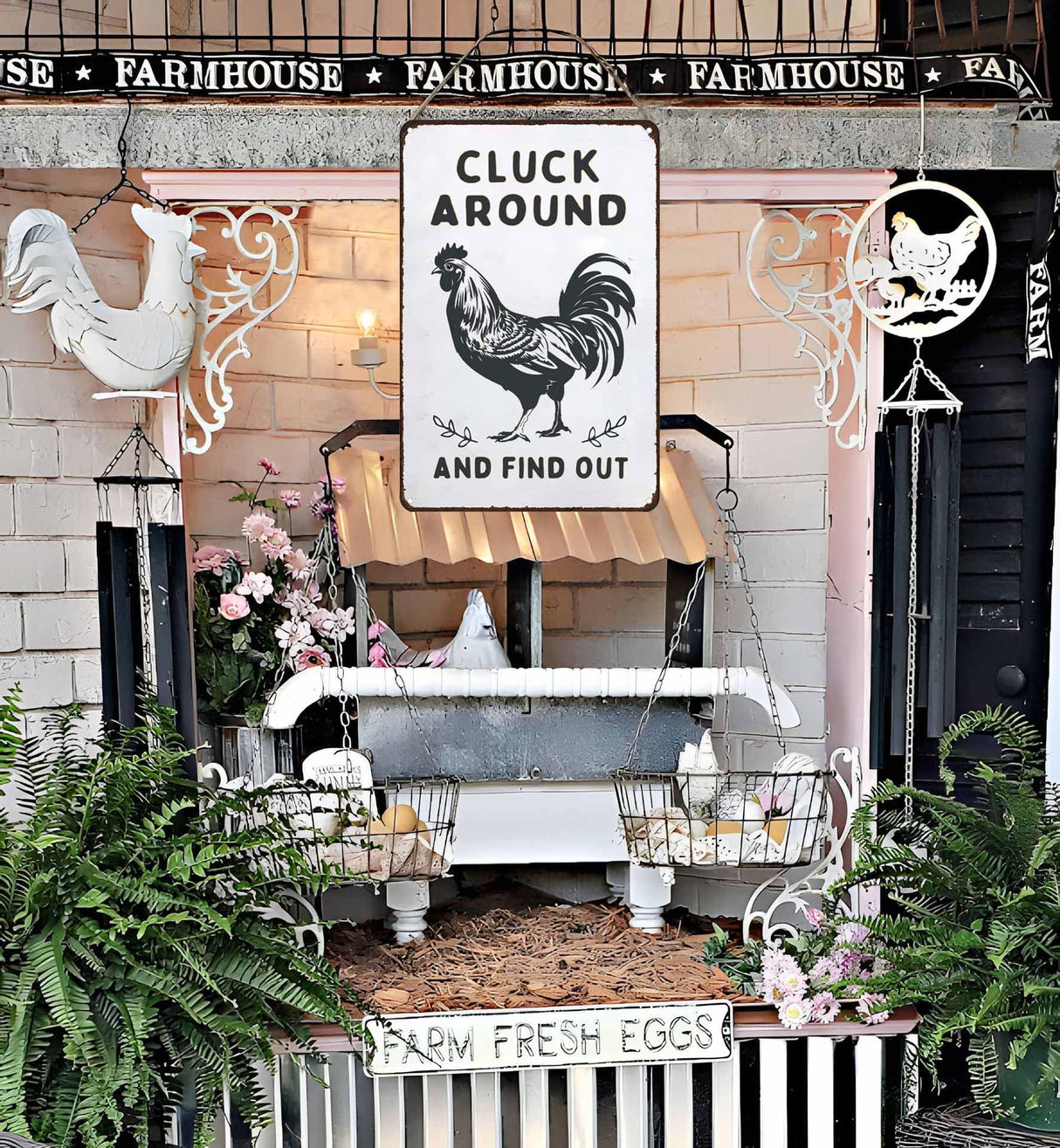 Smilelife Funny Chicken Gifts Chicken Cluck Around and Find Out Tin Sign for Home Farm Chicken Coop Farmhouse Kicthen Garden Decor 8 X 12 Inch (3020) Smilelife