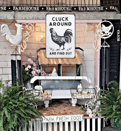 Smilelife Funny Chicken Gifts Chicken Cluck Around and Find Out Tin Sign for Home Farm Chicken Coop Farmhouse Kicthen Garden Decor 8 X 12 Inch (3020)