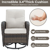 Belord Patio Wicker Chairs Swivel Rocker Outdoor Swivel Rocking Chairs Set of 2 with Rattan Side Table Patio Swivel Glider Chair 3 Piece Patio Furniture Sets for Porch Pool Brown/Beige, (A085-2) Belord
