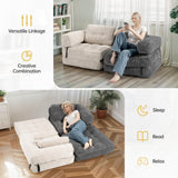 Airynee Convertible Folding Sofa Bed, L- Shaped Sleeper Chair Bed with Armrest and Pillow, Fold Out Sleeper Sofa, Comfortable Floor Couch for Small Spaces/Living Room/Bedroom, Single, Beige Airynee