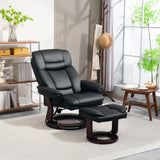 HOMCOM Recliner Chair with Ottoman, PU Leather Swivel Recliner with Comfy Footrest, Upholstered Adjustable Living Room Chair and Ottoman Set, Black HOMCOM