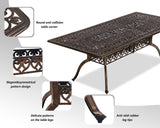 Grepatio 9 Piece Cast Aluminum Patio Furniture Set Outdoor Dining Set Bistro Furniture Set with 8 Armchairs and Dining Table, 8 Cushions for Backyard Garden Poolside (Khaki) Grepatio