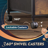 DEVAISE 2 Drawer Mobile File Cabinet, Rolling Printer Stand with Open Storage Shelf, Fabric Vertical Filing Cabinet fits A4 or Letter Size for Home Office, Rustic Brown Wood Grain Print DEVAISE