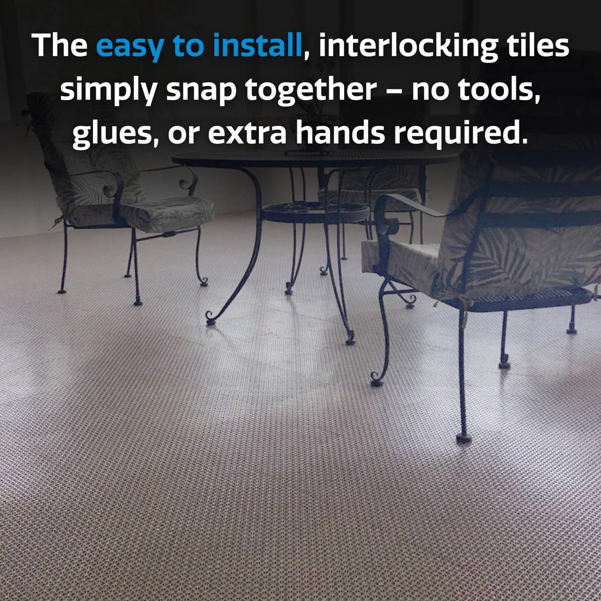 Big Floors DuraGrid Outdoor Modular Deck Tiles, Interlocking, Slip-Resistant, Self-Draining, Durable Plastic Flooring, Easy Install, UV & Water Resistant, Made in USA, 40 Pack, Gray Big Floors