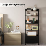 YUJSBHJAN Nightstand with Fabric Drawers,5-Tier End Table for Living Room, Bakers Rack with one Drawer;Storage Cabinets for kicthen,Bedroom,Living Room,Black YUJSBHJAN