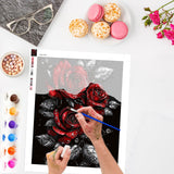 Lxmsja Red Roses Paint by Numbers Kit for Adults, Silver Leaves Acrylic Paint by Numbers for Adults Beginner, DIY Craft Supplies Oil Painting Kits for Home Wall Decor 16x20 inch (No Frame) Lxmsja