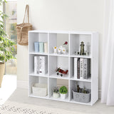 ZenStyle 9 Cube Storage Shelf Organizer, Wooden Bookshelf System Display Cube Shelves Compartments, Customizable W/ 5 Removable Back Panels (White) ZenStyle