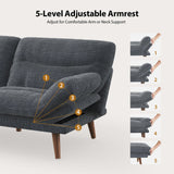 PERLECARE Convertible Futon Sofa Bed, Corduroy Futon Couch with Adjustable Backrest and Armrests, 3-in-1Recliner Sleeper Sofa for Small Spaces, Play Room or Office（Grey，66 in） PERLECARE