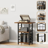YAKANJ Record Player Stand with Extended Desktop,Large Record Player Table with Vinyl Storage,Turntable Stand with Record Holder Vinyls Display Shelf for Music Room Studio,Retro YAKANJ