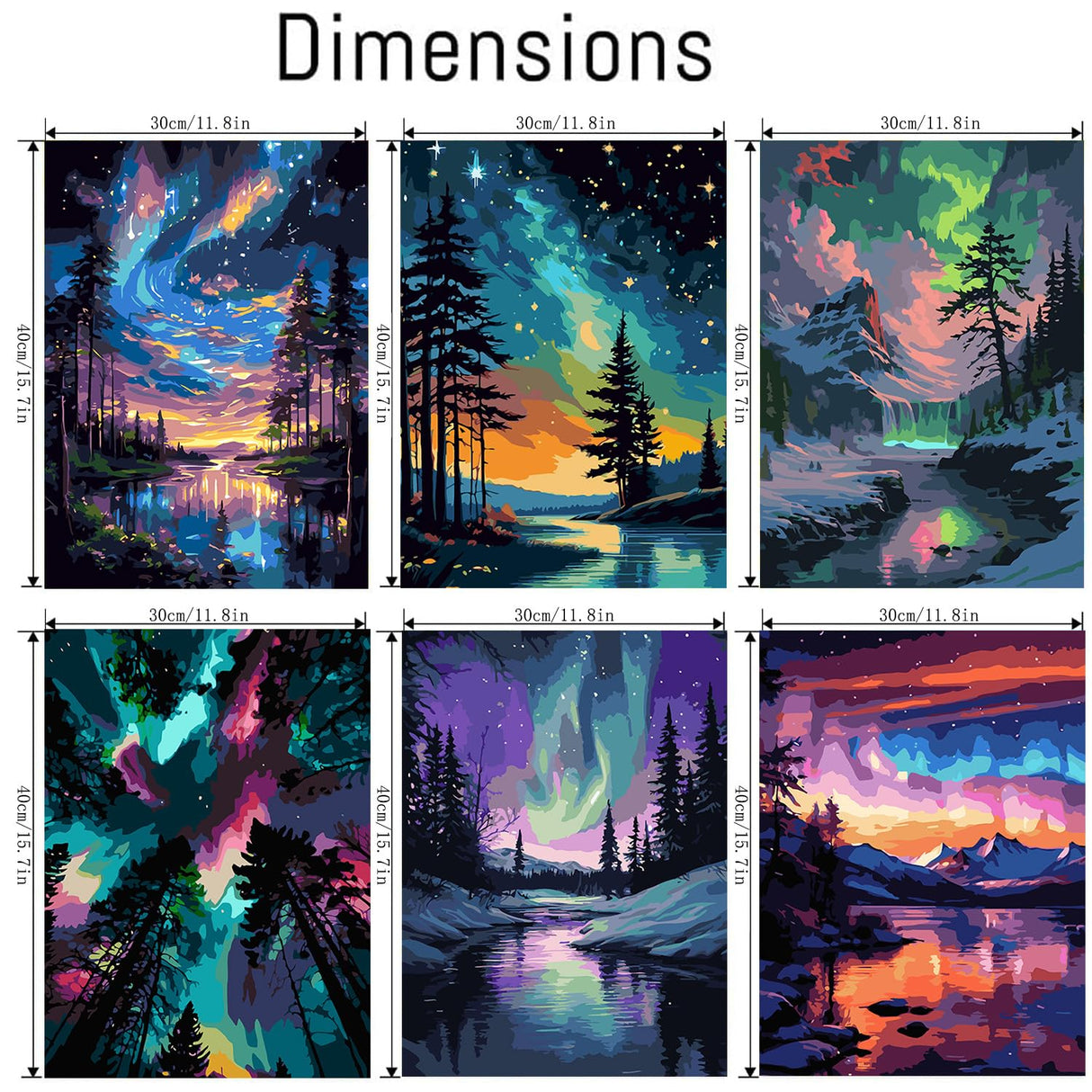 6 Pack Paint by Numbers Kit for Adults-Aurora Adult Paint by Number Kits on Canvas for Beginners,Nature Scenery DIY Acrylic Number Painting Kits for Home Wall Decor Gift 11.8x15.7Inch (Without Frame) RYMILIE