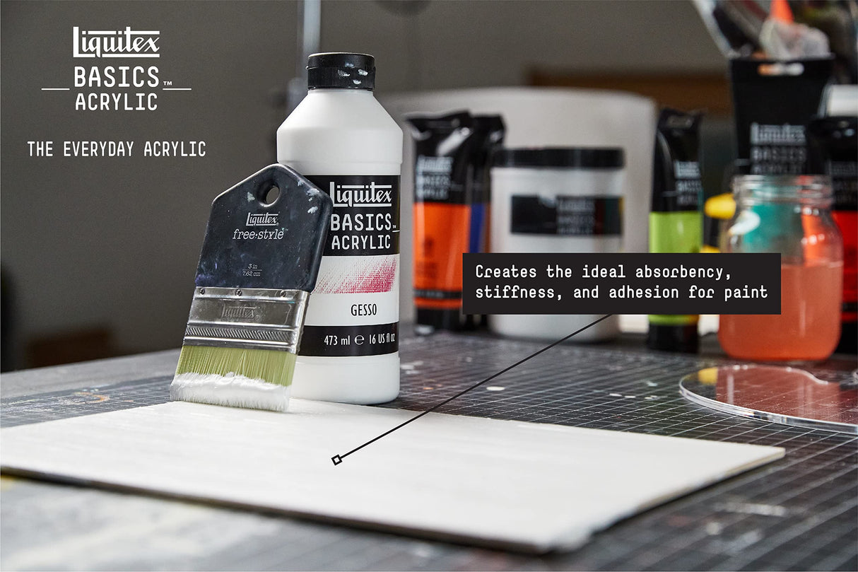 Liquitex BASICS Gesso Surface Prep Medium, 473ml (16-oz) Bottle, White Liquitex