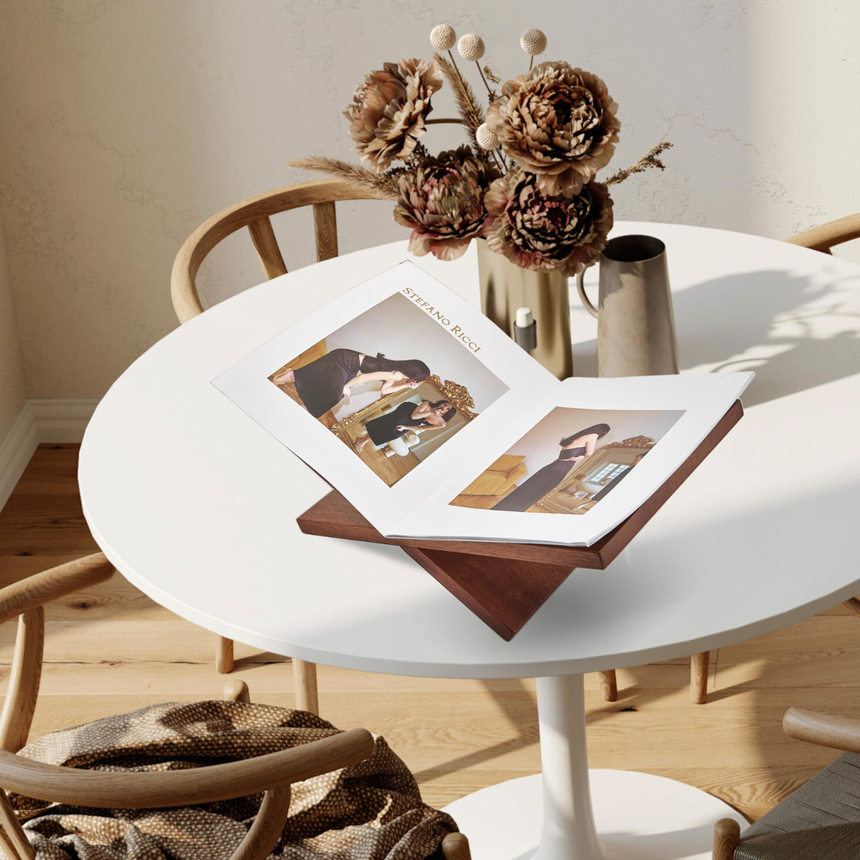 Honygebia Solid Wood Book Stands - Cross Frame Sapele Wooden Book Holder, Open Bookstand for Display and Reading, Suitable for Art, Bible, Cookbook, Easel, Magazine, Textbooks Honygebia