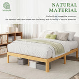 Viisari Bamboo Wood Bed Frame Full with Steel Slats, 12 Inch Platform Full Size Bed Frame No Box Spring Needed, Solid Foundation, Easy Assembly, Ample Under-Bed Storage, Noise-Free Viisari