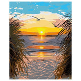 NPCSWXQ Paint by Numbers Kit for Adults Beginners, Beach Sunset Oil Acrylic Painting Crafts Number Artist Paint Kit for Home Wall Bedroom Study or Office Decor Gift 16x20Inch NPCSWXQ